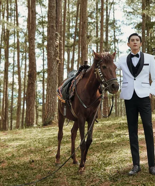 Áo vest trắng Tuxedos cổ sam