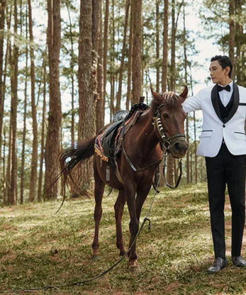 Áo vest trắng Tuxedos cổ sam
